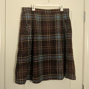 Land's End purple plaid wool skirt with pockets